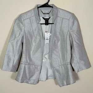White House‎ Black Market Petites Shimmer Tweed Peplum Jacket Size 00P